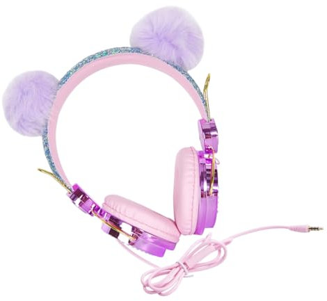 jojofuny Cuffie per Bambini con Microfono Glitter E Strass con Cavo Morbido da 1 2 M Universali per Telefono
