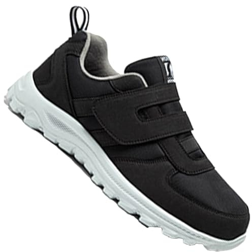 AZMAHT Chaussures pour œdèmes diabétiques Larges Chaussures pour Personnes âgées gonflées de Pied de Grande Taille, Chaussures de Sport réglables,Men Black,43/265mm