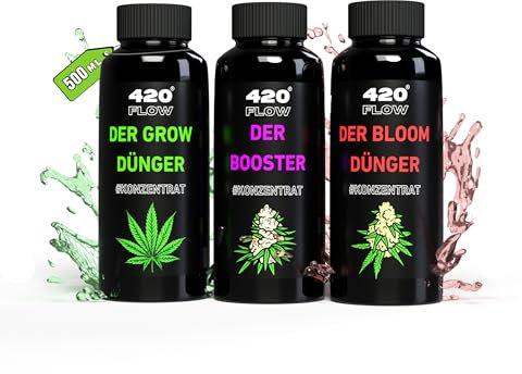 420Flow® Cannabis Grow Dünger Stärkt Blätter & Zweige für gesundes Wachstum – Spezialformel für junge Pflanzen bis zur Vorblütephase (500ml 3er-Set)
