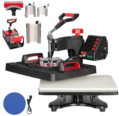 Pressa a caldo, macchina da stampa oscillante a 360 gradi con controlli digitali, macchina da stampa per camicie multiuso con doppi tubi di riscaldamento per magliette fai da te, tazze, berretti