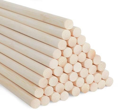 SOSMAR 50 Stück Holzstäbchen zum Basteln, Bambusstäbe rund Ø 8mm x 30cm Lang Rundholz Natur Holzstab Bastelholz für Modellbau DIY Handwerk und Deko
