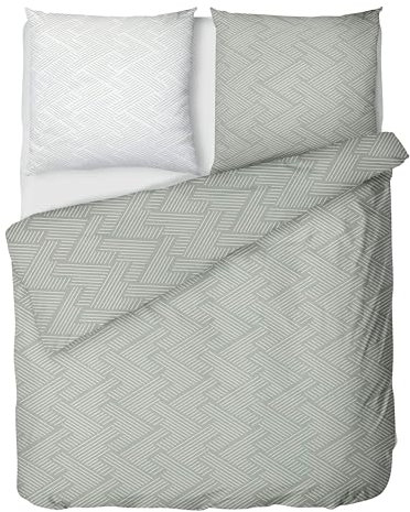 LINKHOFF Biber Bettwäsche 155x220cm 2 Teilig - Bettwäsche-Set Pastell Grün/Weiß Winterbettwäsche aus 100% Baumwolle in Hellgrün