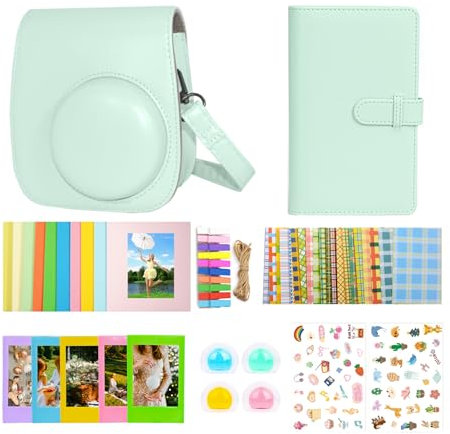 Instant Mini 12 Accessories Kit Compatible with Fujifilm Instax Mini 12,Include Mini 12 Case+Photo Album & Frames+DIY Sticker+Wall Hanging Frame+Filters (Mint Green)