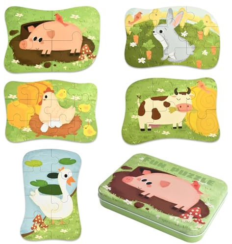 Puzzle Kinder, Bauernhof Tier Puzzle, Mini Puzzle Kinder, Pädagogisches Spielzeug, Tier Puzzle Spielzeug, Kinderpuzzle für Jungen, Mädchen