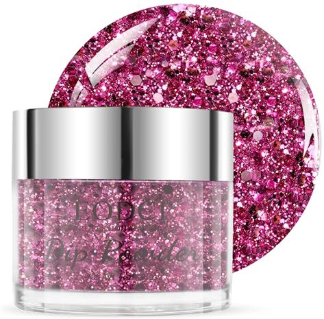EODCI Dipping Powder 28 g, Rose Sequins Dipping Powder for Nail Art Starter, Manicure DIY Home Salon Long Lasting Winter Dip Nail Powder Design, No Nail Lamp Required