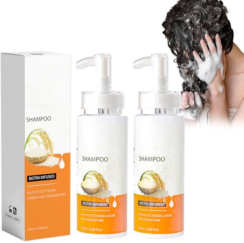 Hppsctink 2pcs Rice water shampoo, Reiswasser Shampoo, Reinigendes Haar, Nährt krauses, trockenes Haar, Haarglanz Pflegeshampoo, 2pcs*200ml, shampoos