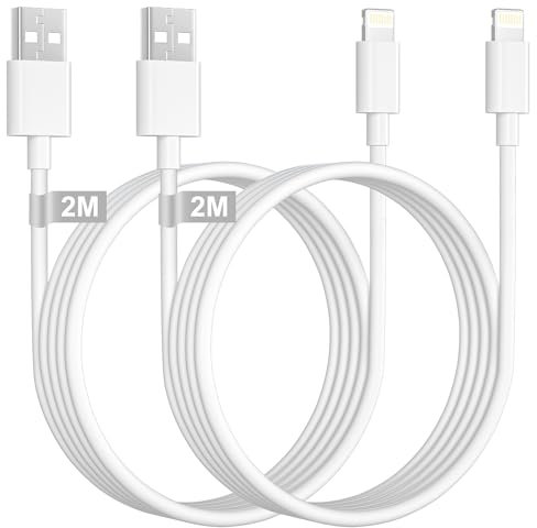 iPhone Charger Cable 2M 2Pack, [MFi Certified] USB to Lightning Cable 2M Lightning Cable iPhone Cable Fast Charging Lead Wire for Apple 14/13/12/11/XR/XS/X/8/7/6/5/SE, iPad Pro/Air/Mini, AirPods