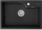 Sofetiy Fregadero Cocina 1 Seno 65x45 cm, Fregadero Negro de Granito, Fregaderos un Seno con Sifón Classic y Rebosadero, para a Partir de 80 cm Mueble Bajo