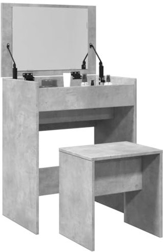 LLEZKBR Armoires et stockage, meuble-lavabo, coiffeuse et tabouret, gris béton, 60 x 40 x 113,5 cm