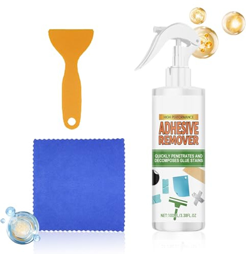 Adhesive Remover Spray | 100ML Glue Cleaning Kit, with Scraper, Towel, Car Decal Remover, Bumper Sticker, Window Tape, Wall Paint Label, Paper