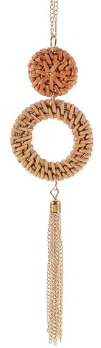 VANZACK Weaving Wicker Pendant Necklace Straw Necklace for Women Decorative Charm
