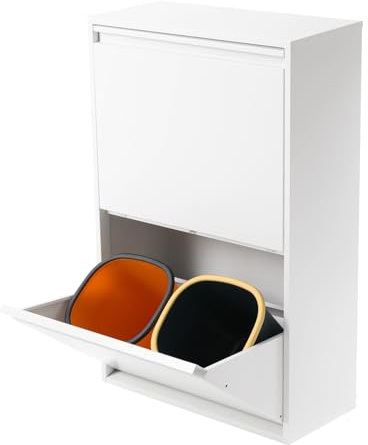 panfudongk Sistema de separación de residuos de cocina, 4 compartimentos, cubo de basura con armario para la separación y almacenamiento, antiolores para cocina, oficina, más orden e higiene gracias a