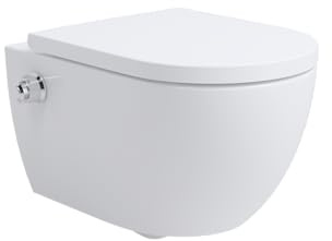 Taharet Dusch-WC ohne Spülrand mit Tornado-Spülung, Thermostat-Mischventil, Warm-/Kaltwasseranschluss, Soft-Close-Sitz, Nano-Beschichtung, Soho Kollektion