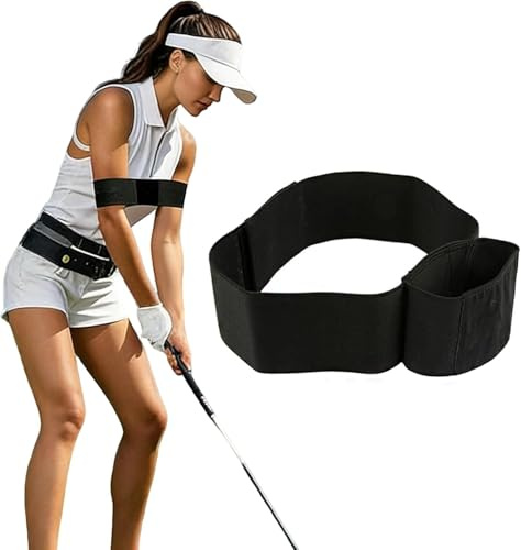 ZFFAFUR Slider Golf Training Aid, Golf Swing Training Aid Arm Band Adjustable Swing Correcti Aids Professional Motion Posture Correction Belt For Men Women KidsFor Improve Swing Stability (Black)