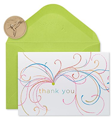 Papyrus Thank You Cards with Envelopes, Swirl Glitter (14-Count)