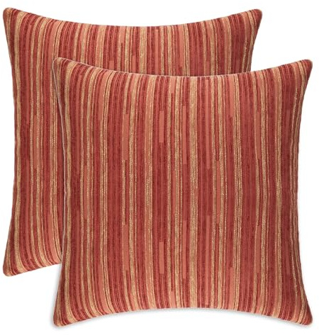 Yeiotsy Cushion Covers Bohemia, Pack of 2 Cozy Modern Striped Decorative Pillow Cases 18 x 18 Inches Cushion Shells for Sofa Bed Car (Red, 18 X 18 Inches)