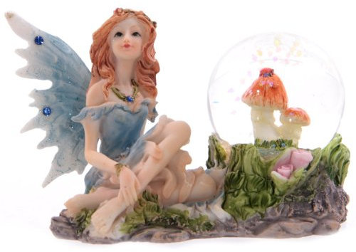 Glitzerkugel Blumenfee blau Schneekugel Figur Schneekugeln Elfe Fee Fairy Märchen