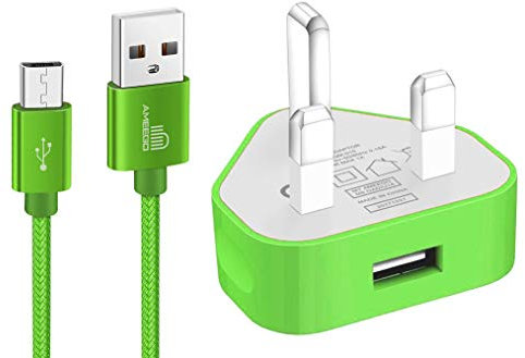 TheMax USB Charging Cable 1 Meter UK Plug Compatible with Samsung/Nexus/Sony/HTC/Nokia/Power bank/PS4/X-box/Printers/Wireless/keyboards/Bluetooth Speakers and more (Green)
