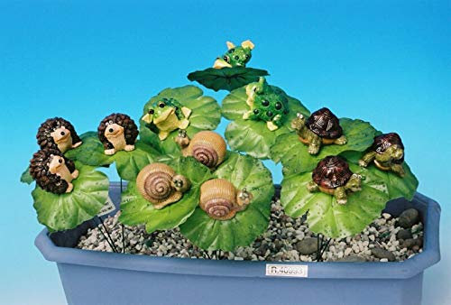 Garden/Plant Pot Mate Resin Animal on Leaf. Set of all 4 bunches