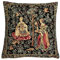 Belgian Tapestrie edle Kissenhülle, Zierkissenhülle 45 X 45 cm, Mittelalter Gobelin Cushion (Sticken)