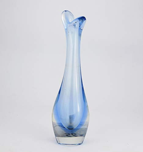 Holmegaard Per Lutken Glas Retro Vintage Glasvase - 50/60 - Design Næb Vase. (Schnabelvase) - Maße: 280 gr. 17 cm hoch und 4,5 cm Durchmesser. Farbe: Eisblau - Artikel aus zweiter Hand