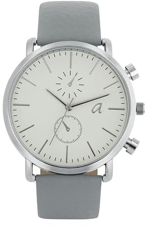 Amor Armbanduhr Unisex Damen Herren Quarzuhr Analog, mit veganem Apfelleder Armband, Grau, 3 bar Wasserdicht, Kommt in Uhren Geschenk Box, 2037088