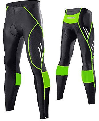 MEETWEE Cyclisme Pantalons Homme, Respirant 3D Gel Silicone Long Bike Compression Leggings Cycliste Pantalon de Vélo Pantalon - Vert -XXL