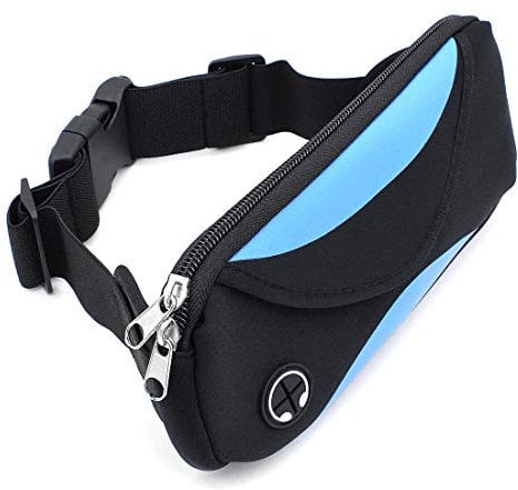 Bauchtasche Gürteltasche Handytasche Tasche für Herren Damen, wasserdichte Hüfttasche mit Kopfhöreranlass für Camping Wandern Fitness Fahrrad Reisen Jadg (Blau)