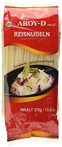 Aroy-D Reisnudeln, glutenfrei, 3mm, Bündel (1 x 375 g Packung)