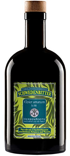 Schwedenbitter Original • Kräuterbitter aus 22 Kräuter & Wurzeln • Schwedenkräuter Groß • nach Maria Treben Original • vegan • Magenbitter Bittertropfen Bitterstoffe • 500ml