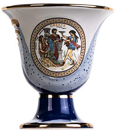 BEAUTIFUL GREEK STATUES Pythagoras Tasse der Gerechtigkeit Dionysos Merkur Pythagoräische Messe Tasse Antike Griechenland Blau Kobalt nutzbar