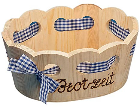 FeineHeimat Schwarzwald Holz Korb Brotzeit mit Stoffband 28 x 22 cm Made in Germany