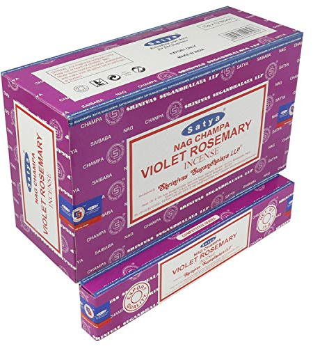 Satya Nag Champa Violet Rosemary Fragrance Incense Stick Pack Of 12 Aggarbatti Home Scent Fragrance Aromatherapy 15G X 12 Pack (180G)