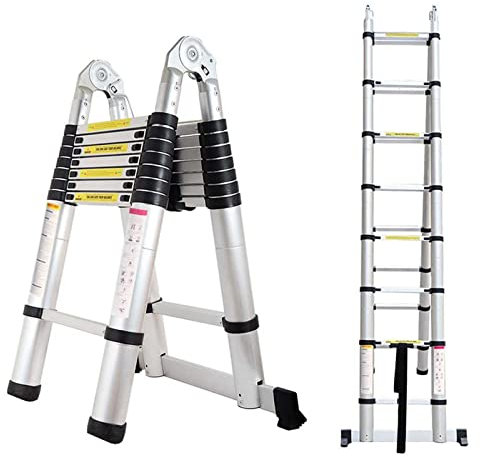 AutoBaBa Telescopic Ladder 5M Multi-Purpose Aluminium Telescopic Ladder Extendable Portable Folding Ladder for Motorhome cleaning