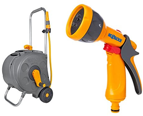 Hozelock HZ2416R0000 Compact Cart with 30 m Hose & HZ2676P0000 Spray Gun, Multi-Colour