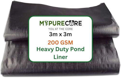 MYPURECORE Pond Liner – Various Sizes – Heavy Duty HDPE Material - UV & Tear Resistant, Flexible for Koi & Fish Pools, Water Gardens - Ideal for Small to Large Ponds, Wildlife (3m x 3m)