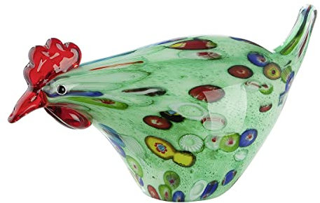GILDE GlasArt Huhn Wildflower grün/blau/rot durchgefärbt und mundgeblasen H: 12.50 cm B: 25 cm T: 9.5 cm 39840