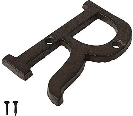 ZIJANG Gusseisen Hausnummer Buchstabe R, Antikes Metall-Türschild, Frei Kombinierbare Hausnummern, Braunes Mattes Finish, mit 2 Schrauben, Ideal für Hausnummern und Adressen