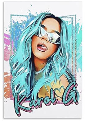 Aleakea Karol G - Póster vintage en lienzo para pared, pintura decorativa retro para el hogar, dormitorio, sala de estar, decoración de 08 x 12 pulgadas (20 x 30 cm)