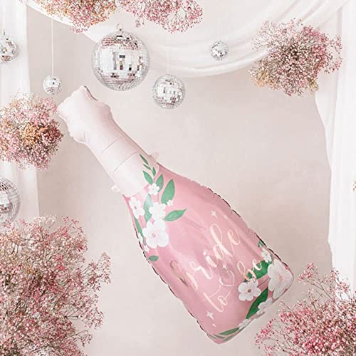 XXL JGA Ballon BRIDE TO BE Folienballon Champagner-Flasche rosa pink helium-fähig Raumdeko Dekoration Accessoires Zubehör Junggesellinnen-Abschied Party Hochzeit Braut 110cm