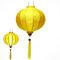Laterne Lampion Asiatische aus Seide Gelb, R Ø38cm - Traditionelle Hoi An Hängelampe aus Stoff, Bambus und Holz - Dekoration und Handwerk aus Vietnam (R25-J)
