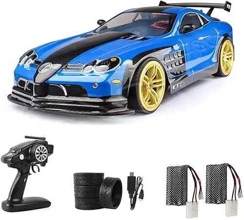 SSBHDM Coche de Control Remoto 4WD Drift RC Truck 70kmh Carreras de Alta Velocidad RC Car 1/10 Escala RC Buggy 2.4G Control Remoto Drift RC Vehículo Juguetes 2 Batería Recargable