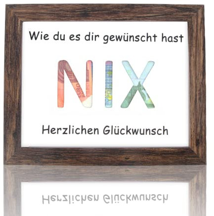 Geldgeschenk für alle die Nichts wollen, geldgeschenke verpackung, NIX kreative Geschenk für Männer und Frauen eignen Sich für Geburtstag und Hochzeiten, Vintage-Stil (Dunkelbraun)