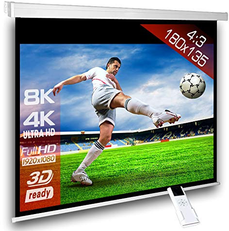 ScreenLux Écran de Projection motorisé 180 x 152 cm 4:3 - Blanc - Mat - avec télécommande/HDTV / 3D / 4K / Écran de Projection pour Home cinéma & présentations