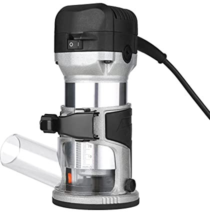 220V 2000W Handheld Holzfräser 6 Elektrischer Handtrimmer mit variabler Geschwindigkeit und 6,35 mm / 8 mm austauschbaren Spannzangen Laminat Palm Router Holzbearbeitungswerkzeug-Kit zum Trimmen von