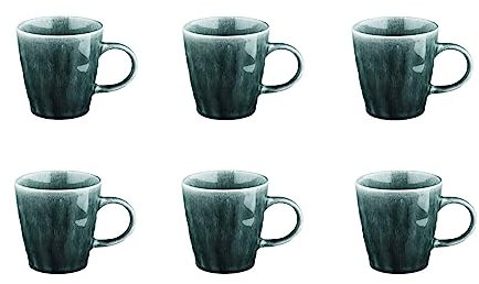Björn, Collection Moon, Lot de 6 Mugs 40cl en Grès avec Email Réactif, Bleu Nuit - Tasses à Café ou Thé - Compatible Micro-ondes et Lave-vaisselle