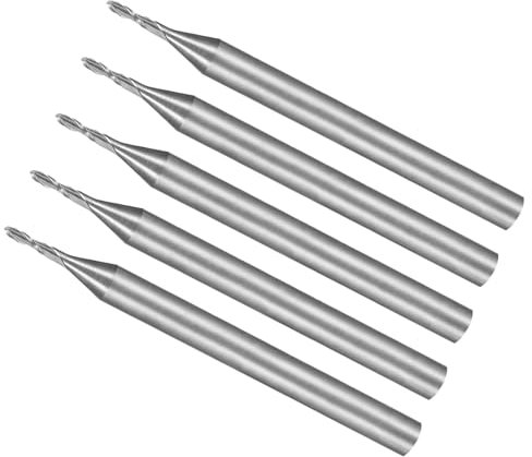 CoCud Fresas de Extremo En Espiral Vástago de 1/8 1mm x 4mm Carburo Sólido de 2 Flautas para Fresadoras CNC - (Uso: para Contrachapado Madera Plástico) 5 Piezas