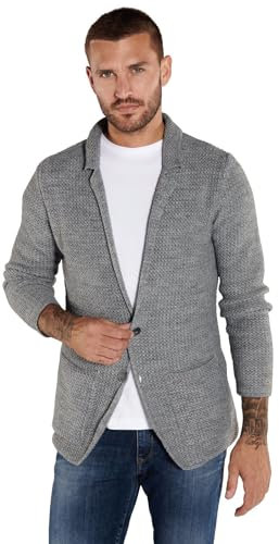 emilio adani Herren Herren Strick-Sakko Regular, 35729, 35729, Grau in Größe XXL