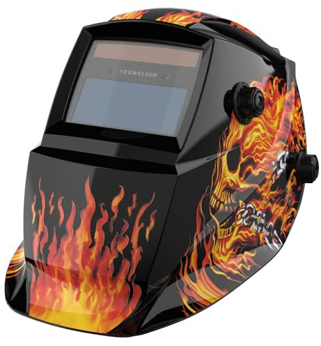 YESWELDER Careta Soldar Automatica Color Verdadero 92.5x42.5mm, Mascara de Soldar Alimentada Energía Solar, Capucha Casco de Soldadura Sombra Ancha 4/9-13 para TIG MIG ARC Grind