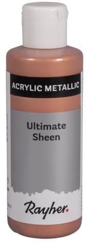Rayher Ultimate Sheen Acrylfarbe, brill. bronze, metallic, Flasche 80 ml, ultimativ strahlende Metallic-Acrylfarbe, gute Deckkraft, lichtecht, super streichfähig, wasserfest, 35068660